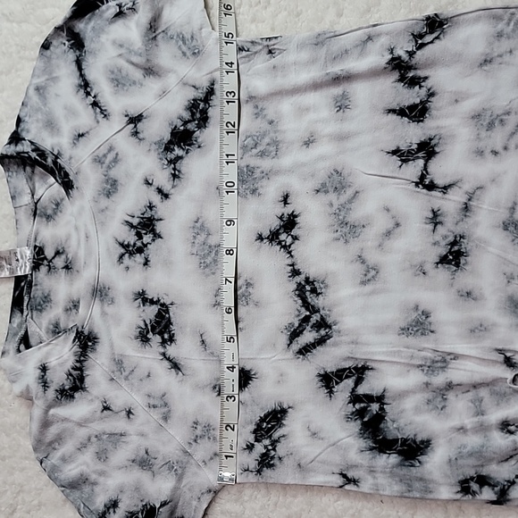 Erge M Monochrome Black Gray White Tie-Dye Long Sleeve Knot Top - Picture 9 of 11